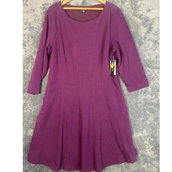 NWT IMNYC Issac Mizrahi Boat Neck F&F Dress Women’s XL Deep Berry/Purple - Picture 1 of 10